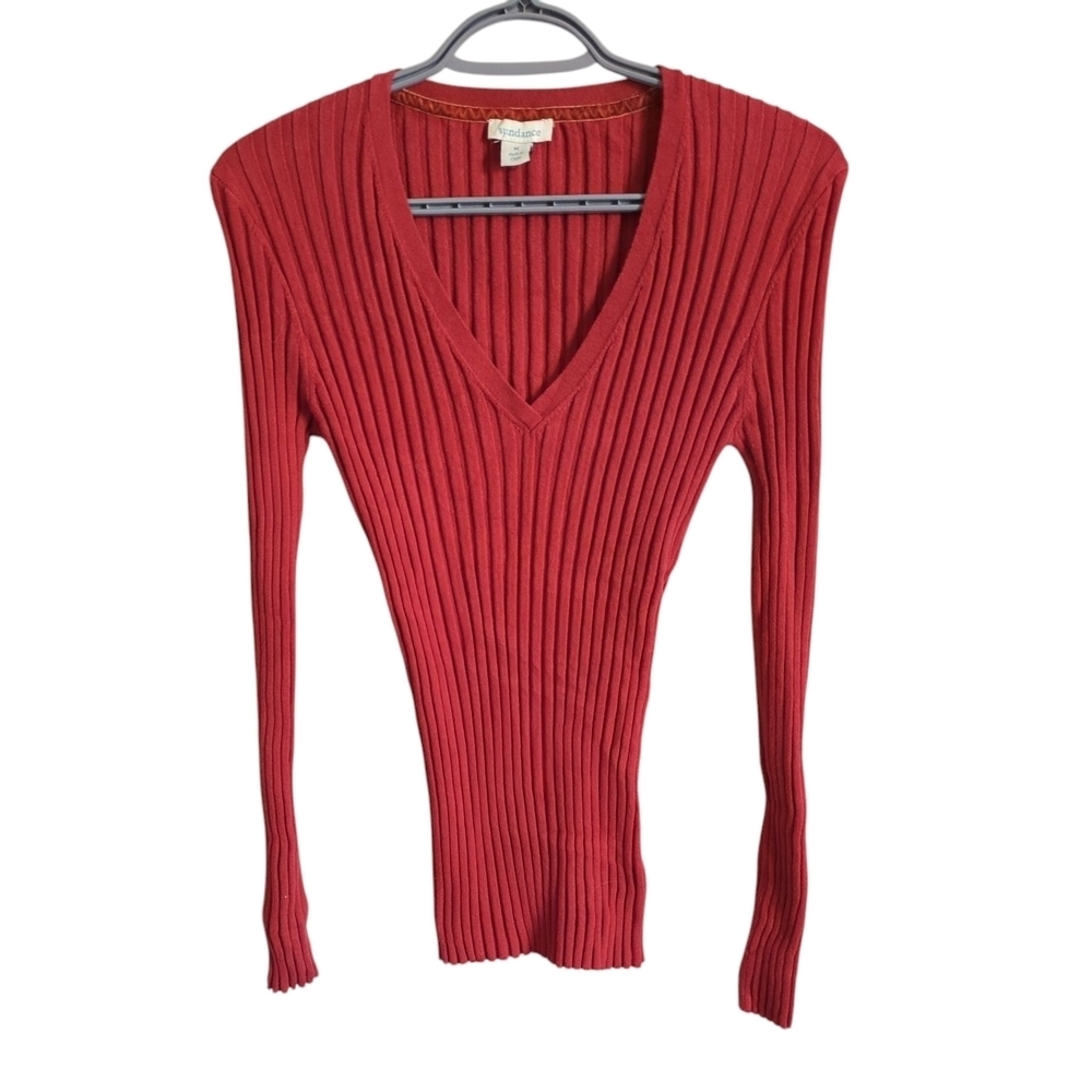 Sundance Reddish Ribbed Long Sleeve Top Size‎ Medium NWOT